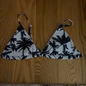 Black and white palm tree bikini top